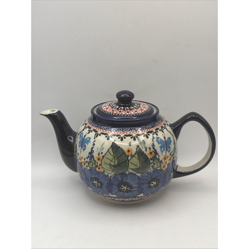 Blue Rose Polish Pottery Hummingbird Small Teapot